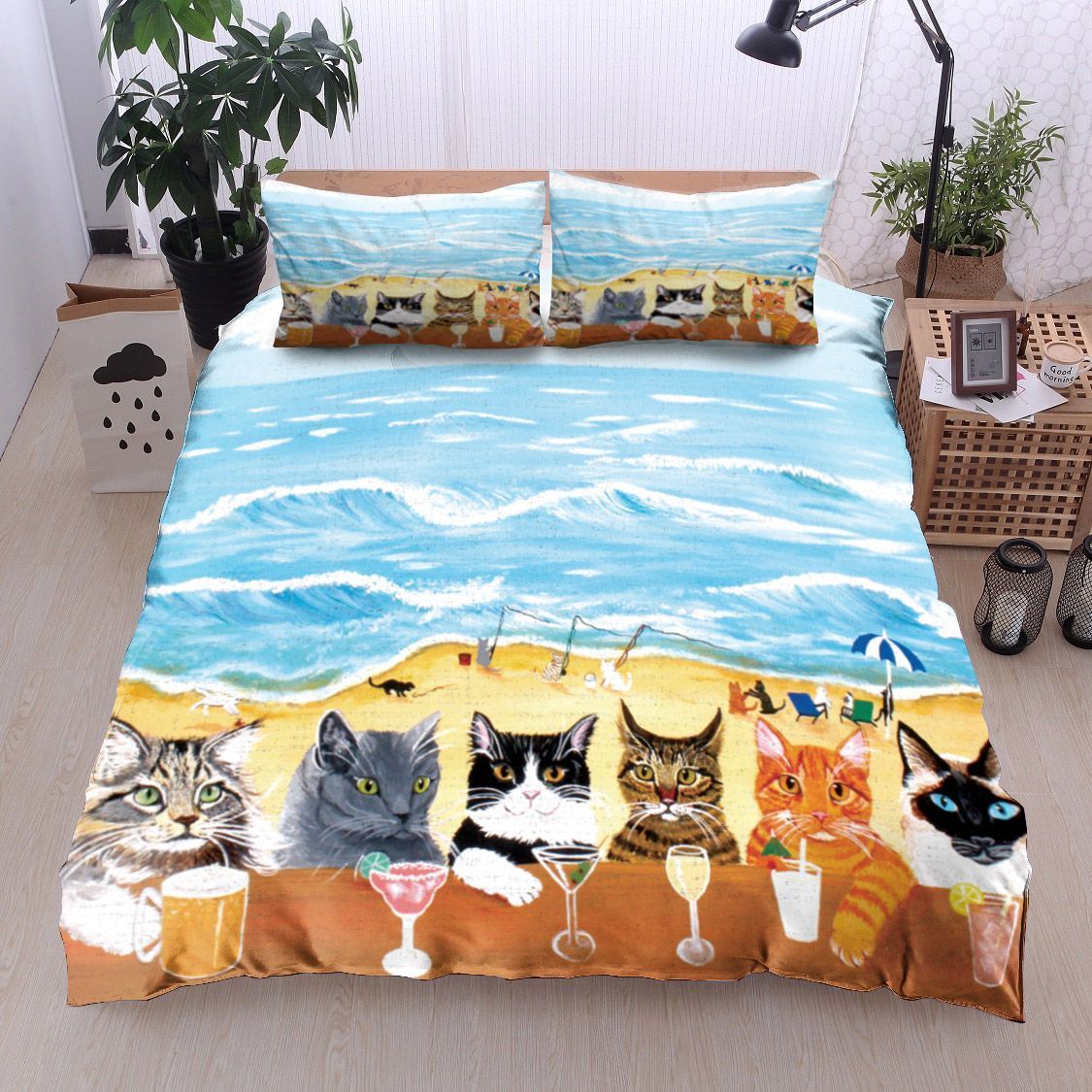 Cat On The Beach Bedding Set