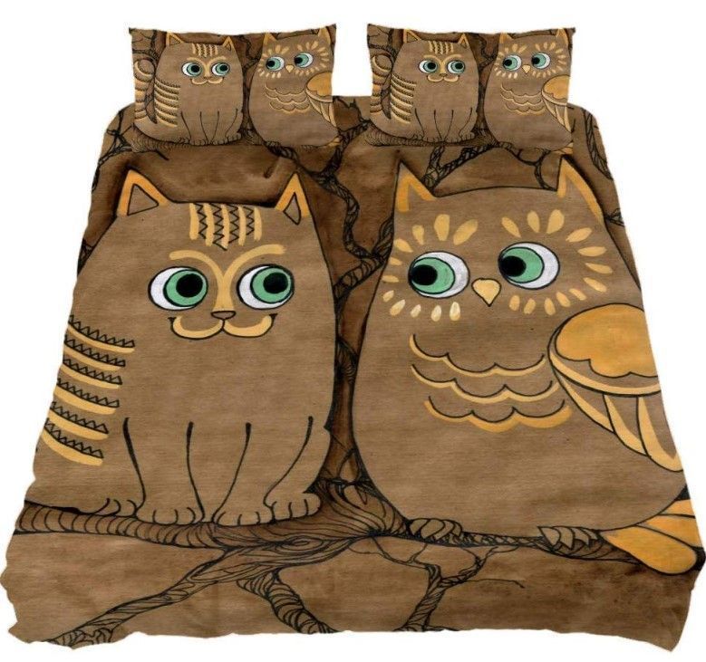 Cat Owl Bedding Set