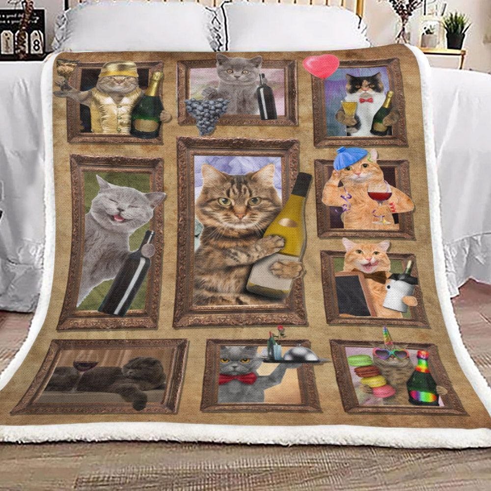 Cat Party Sherpa Fleece Blanket