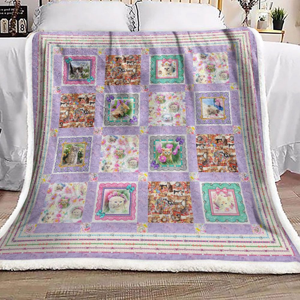 Cat Pink Sherpa Fleece Blanket