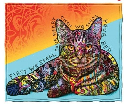 Cat Portrait Sherpa Fleece Blanket