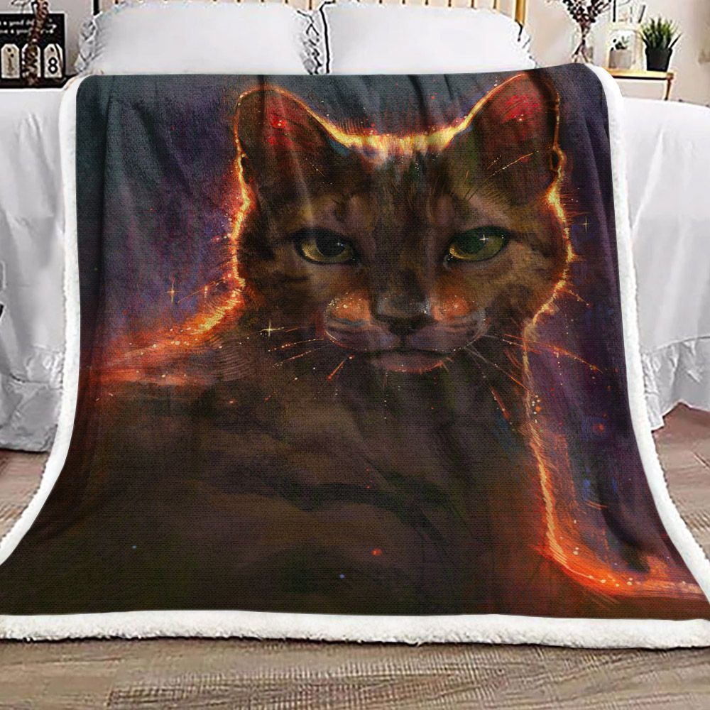 Cat Portrait Sherpa Fleece Blanket