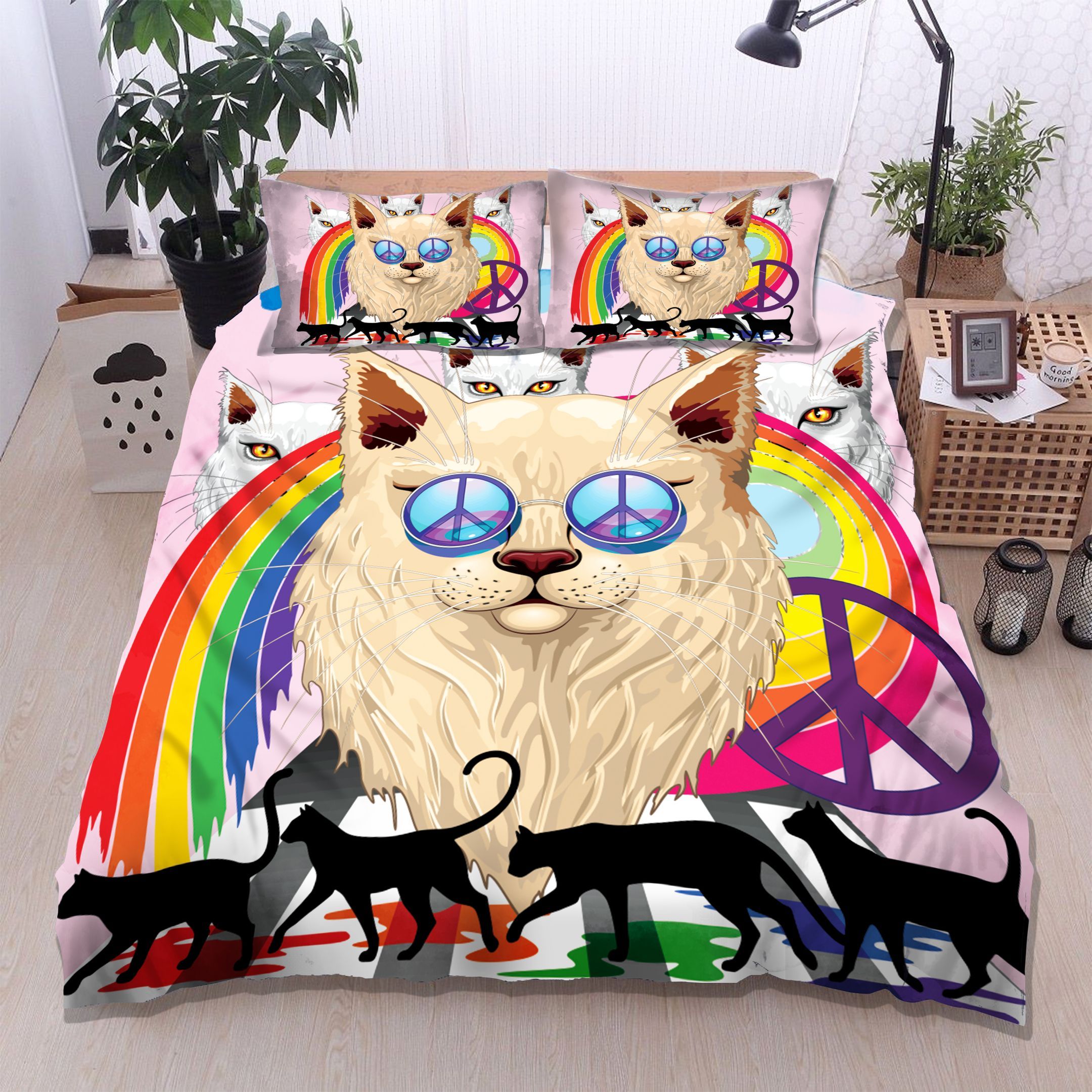 Cat Rainbow Bedding Set
