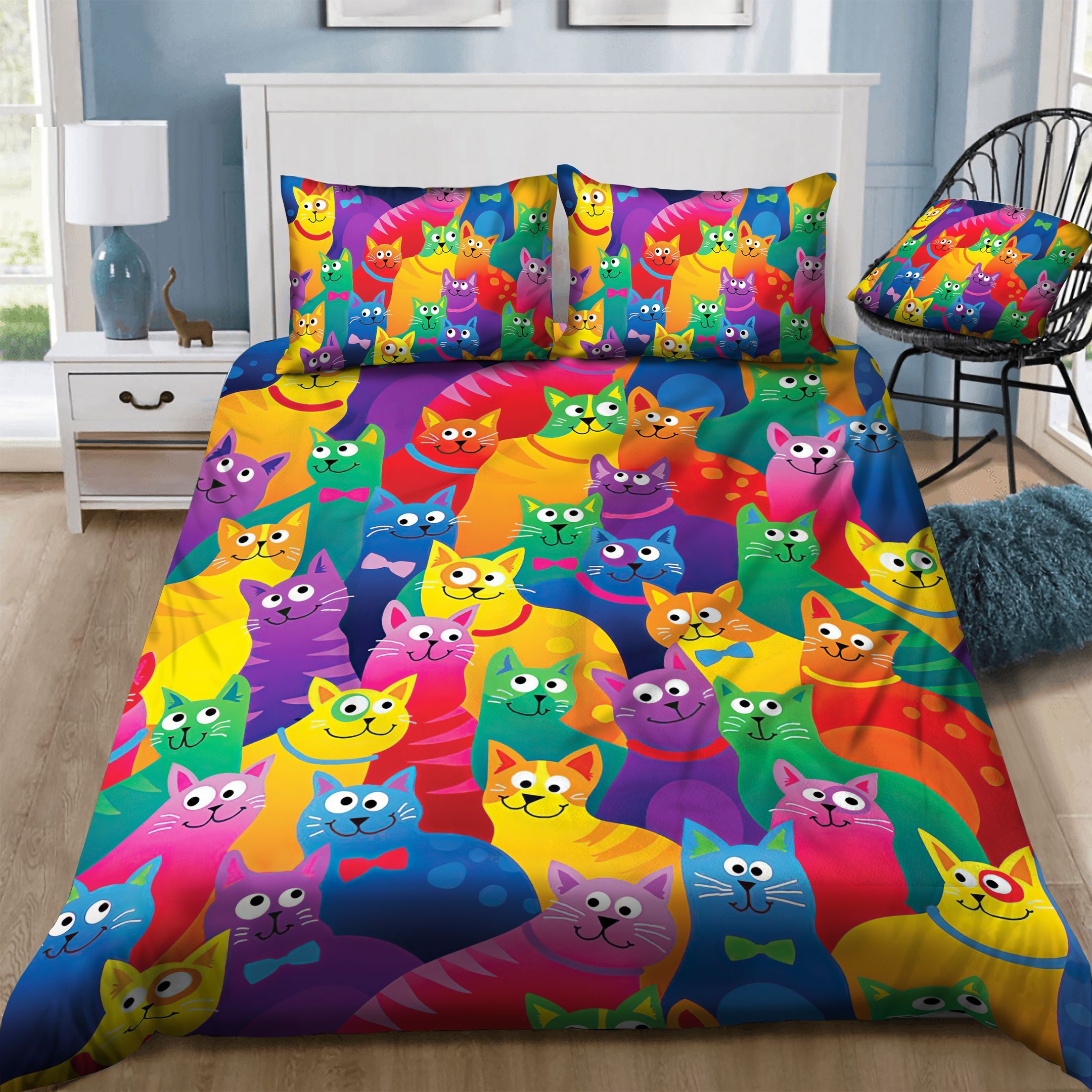 Cat Rainbow Bedding Set