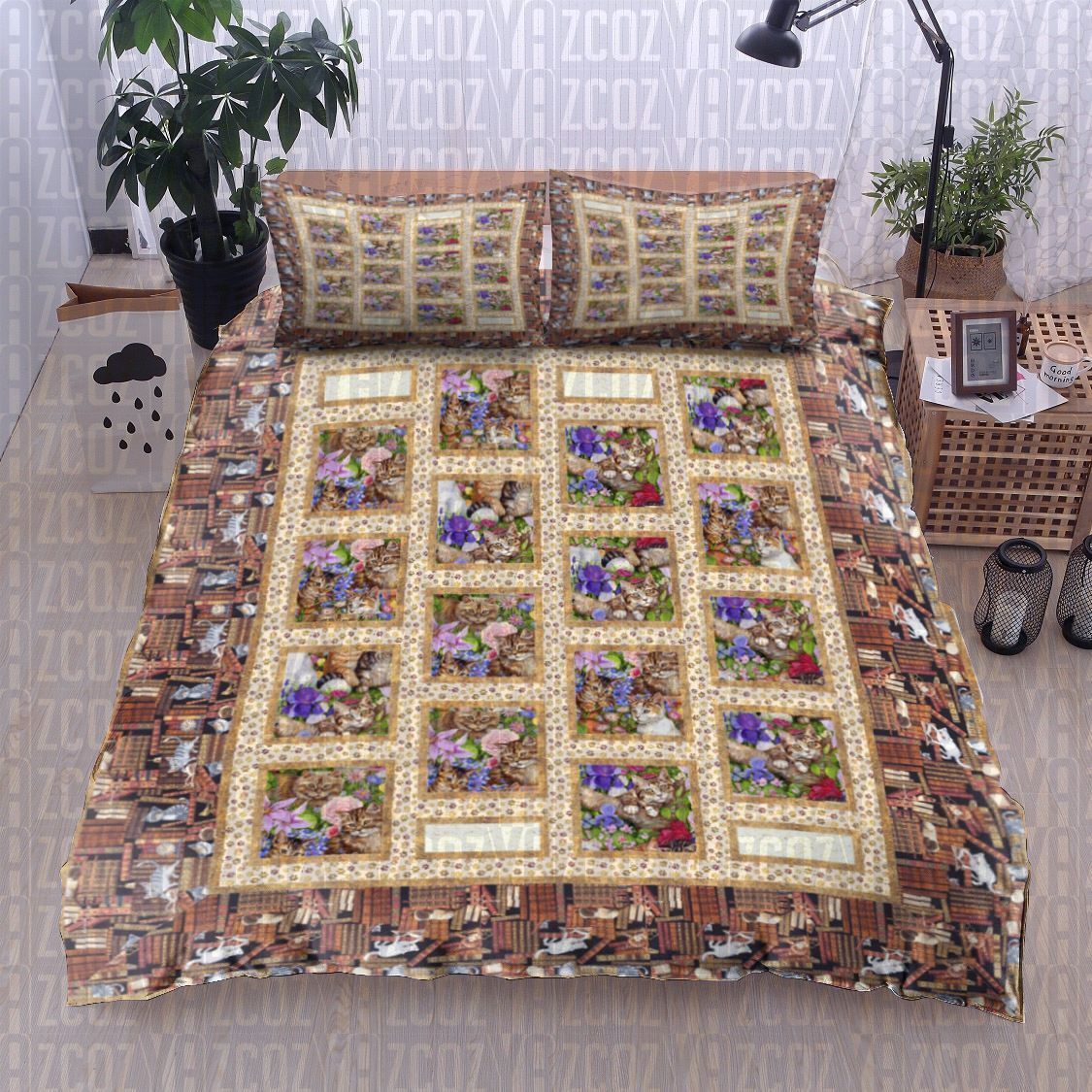 Cat Reading Book Bedding Set