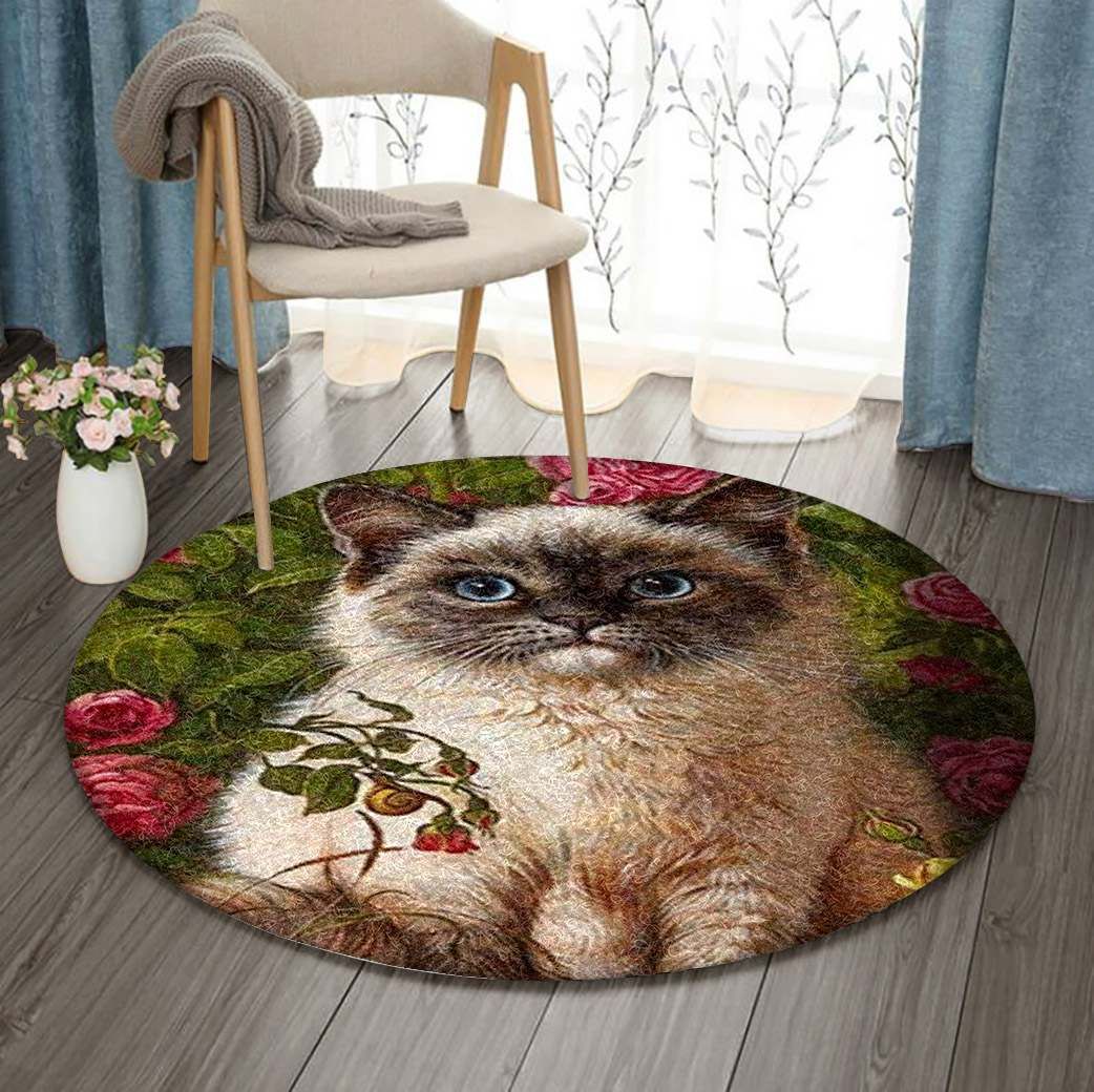 Cat Rose Round Carpet
