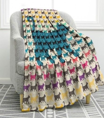 Cat Shadow Sherpa Fleece Blanket