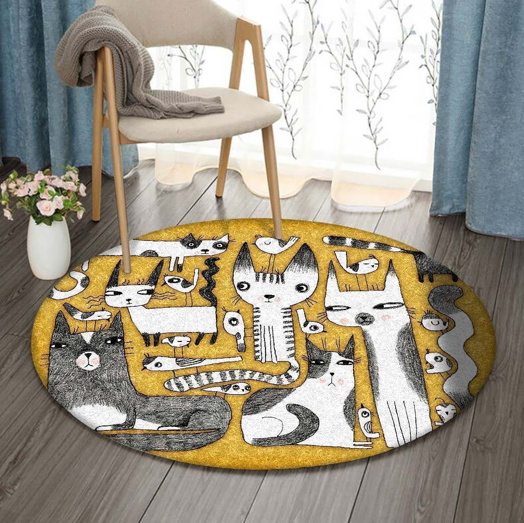 Cat Shapes Round Carpet