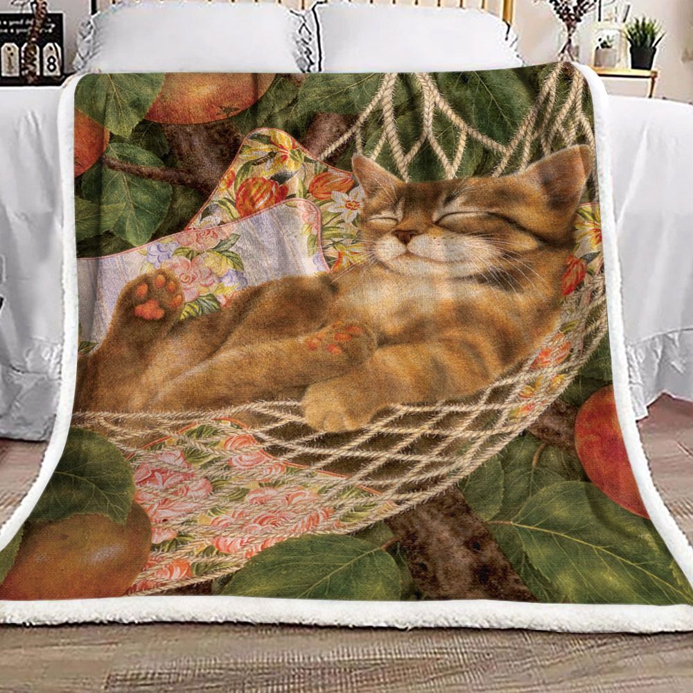 Cat Sleep Sherpa Fleece Blanket