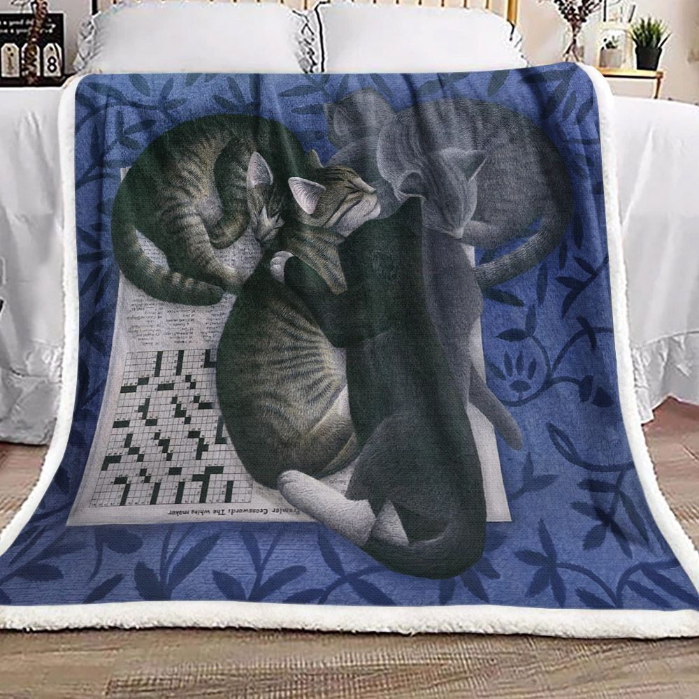 Cat Sleep Sherpa Fleece Blanket