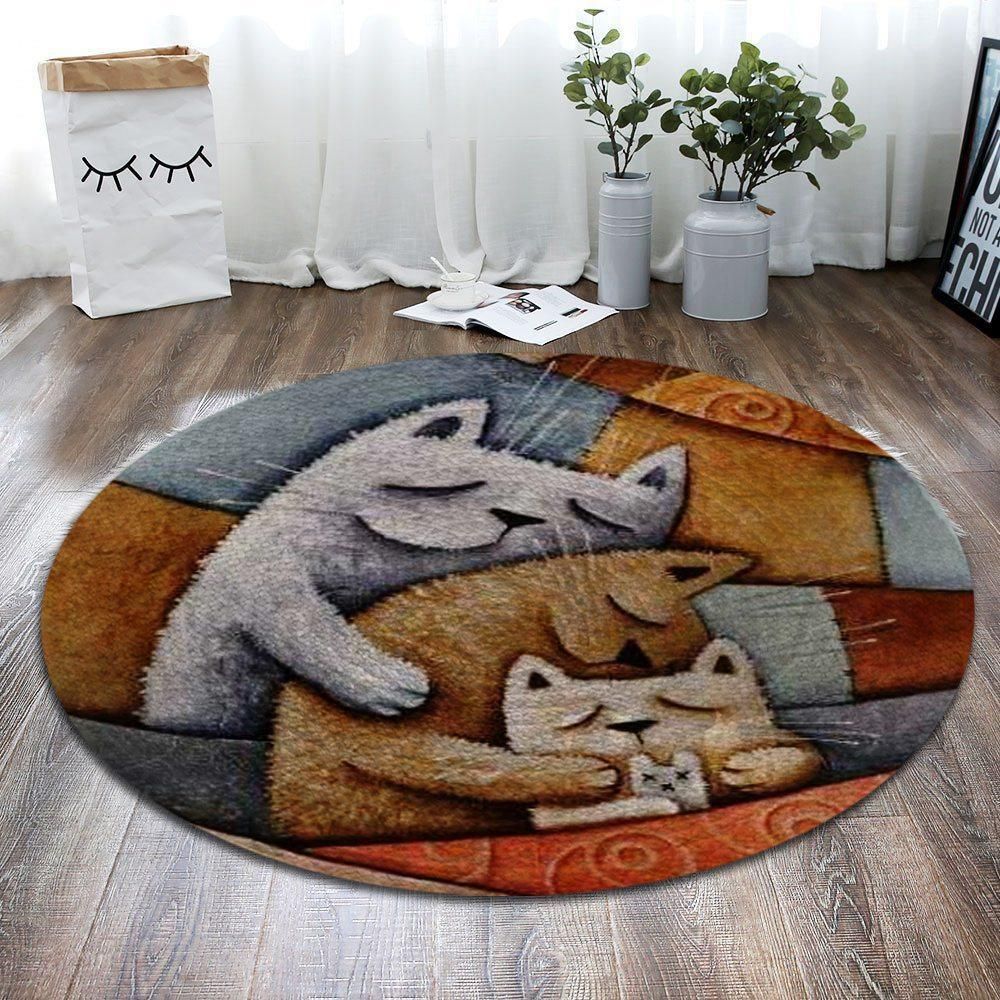 Cat Sleeping Round Carpet