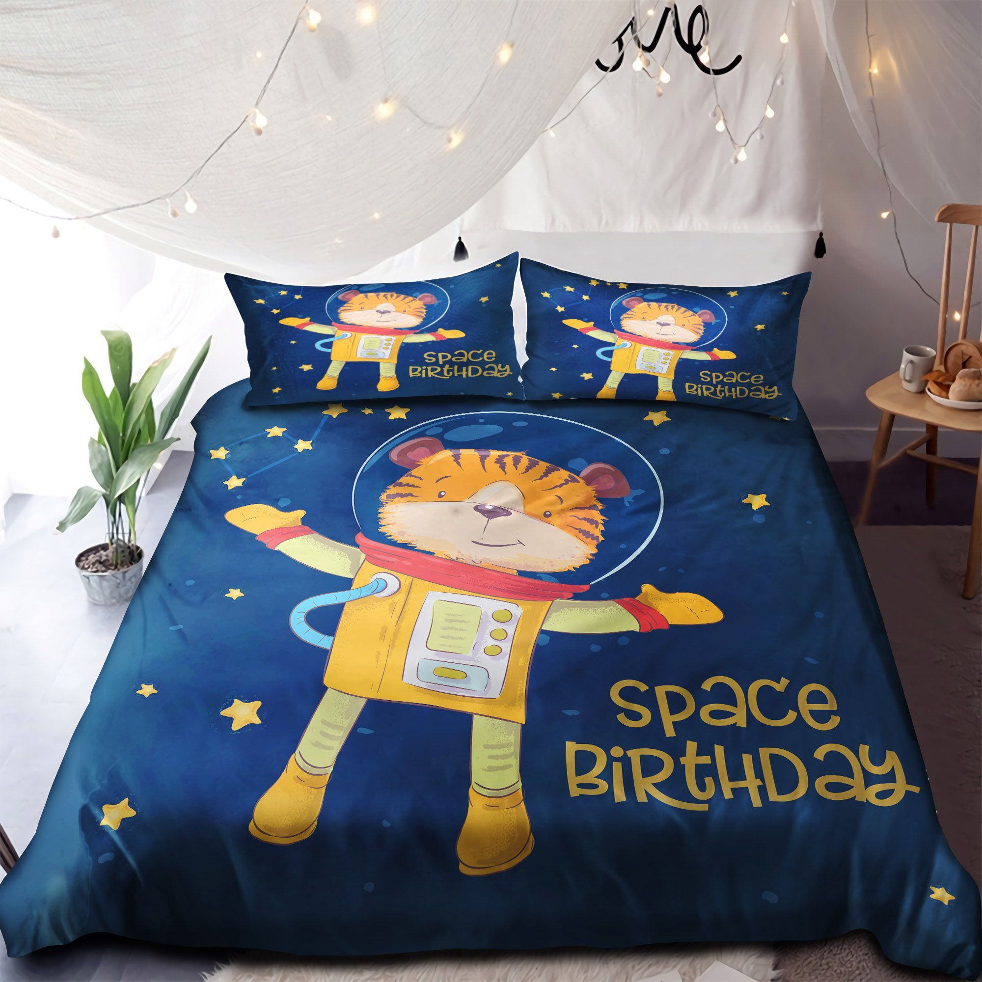 Cat Space Birthday Bedding Set