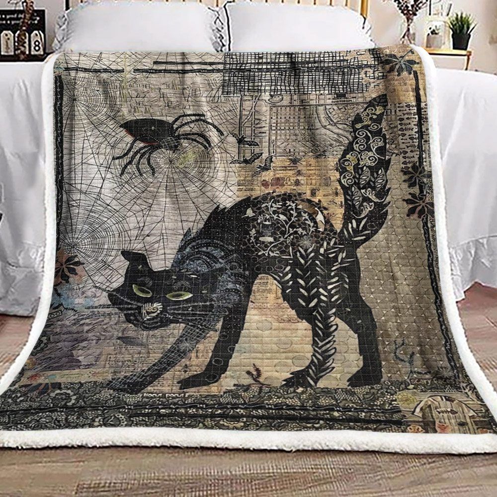 Cat Spider Sherpa Fleece Blanket