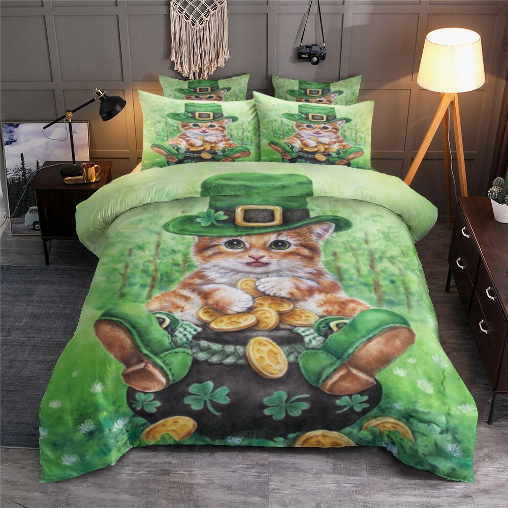 Cat St Patrick s Day Bedding Set