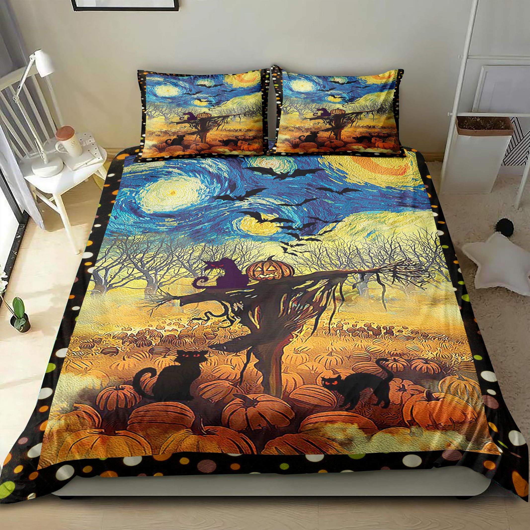 Cat Starry Night Halloween Bedding Set