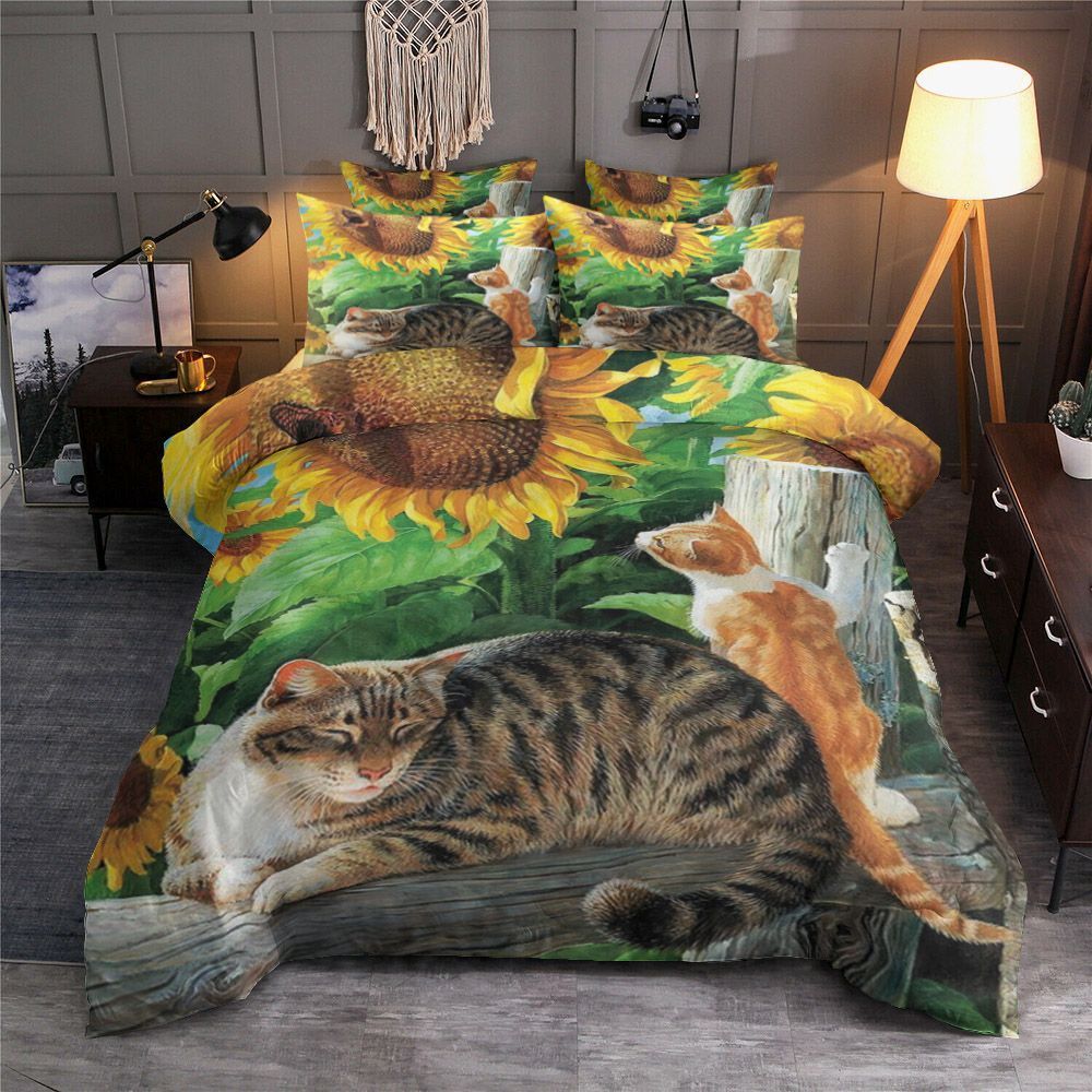 Cat Sunflower Bedding Set