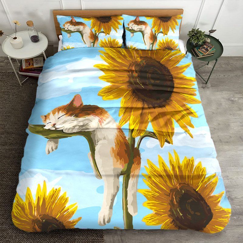 Cat Sunflower Bedding Set
