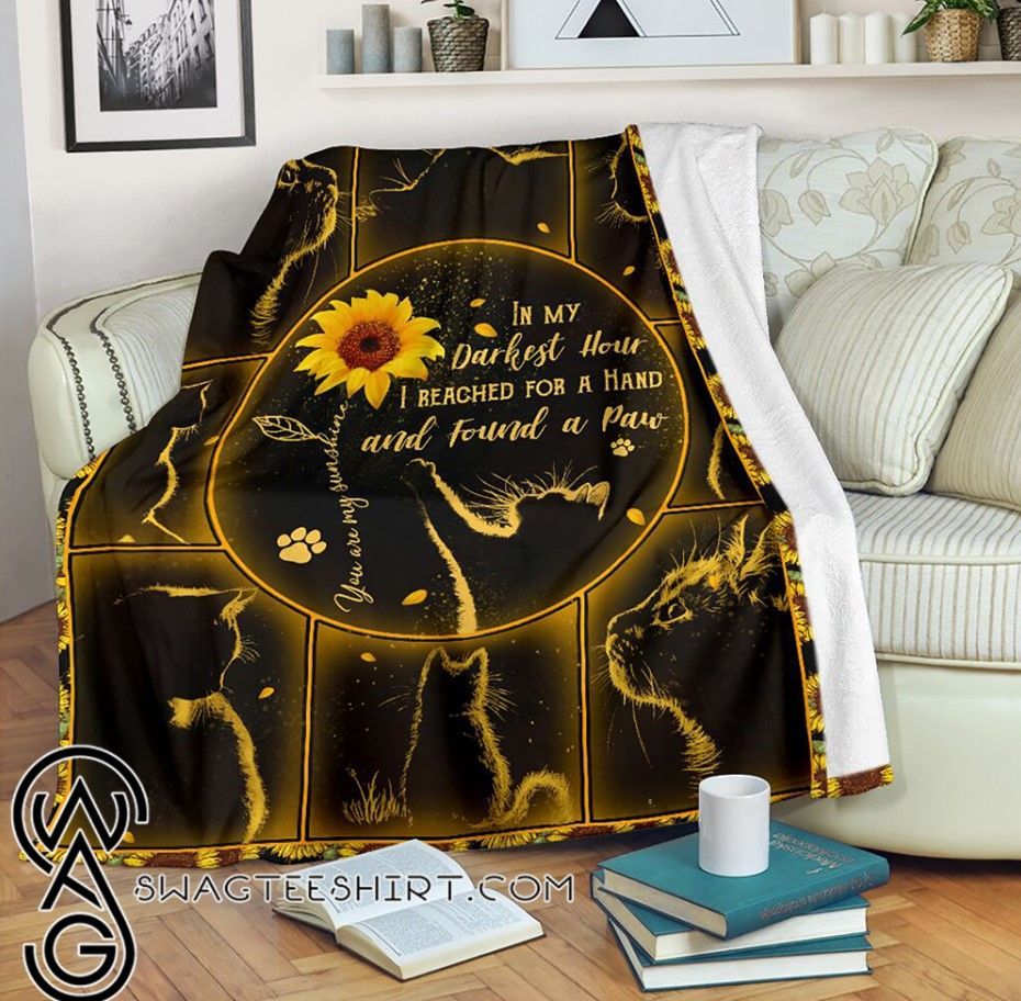 Cat Sunflower Sherpa Fleece Blanket