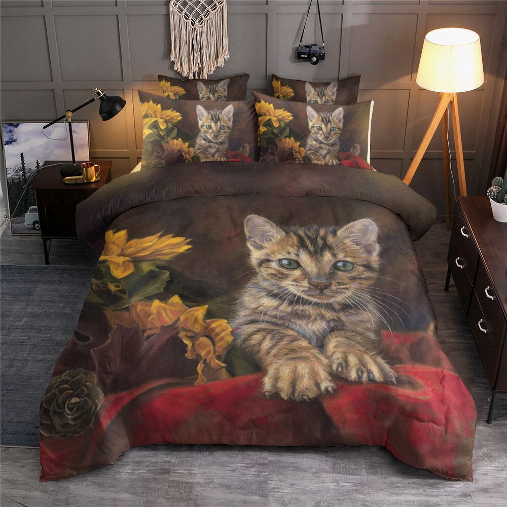 Cat Sunflower Bedding Set