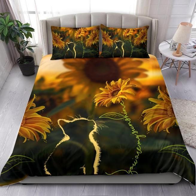 Cat Sunflower Love Bedding Set