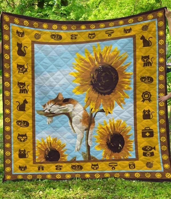 Cat Sunflower The Cat Quilt Blanket DHC020120817TD