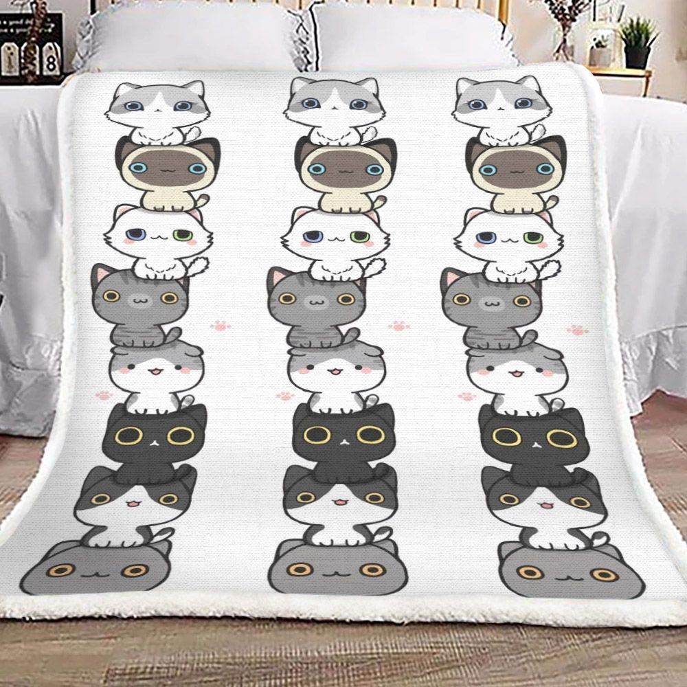 Cat Sherpa Fleece Blanket