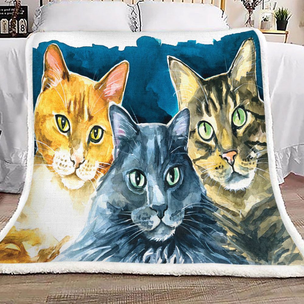 Cat Sherpa Fleece Blanket