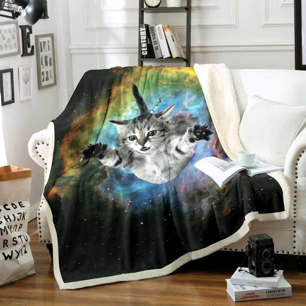Cat Sherpa Fleece Blanket