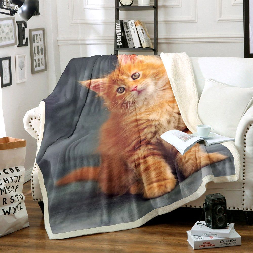 Cat Sherpa Fleece Blanket