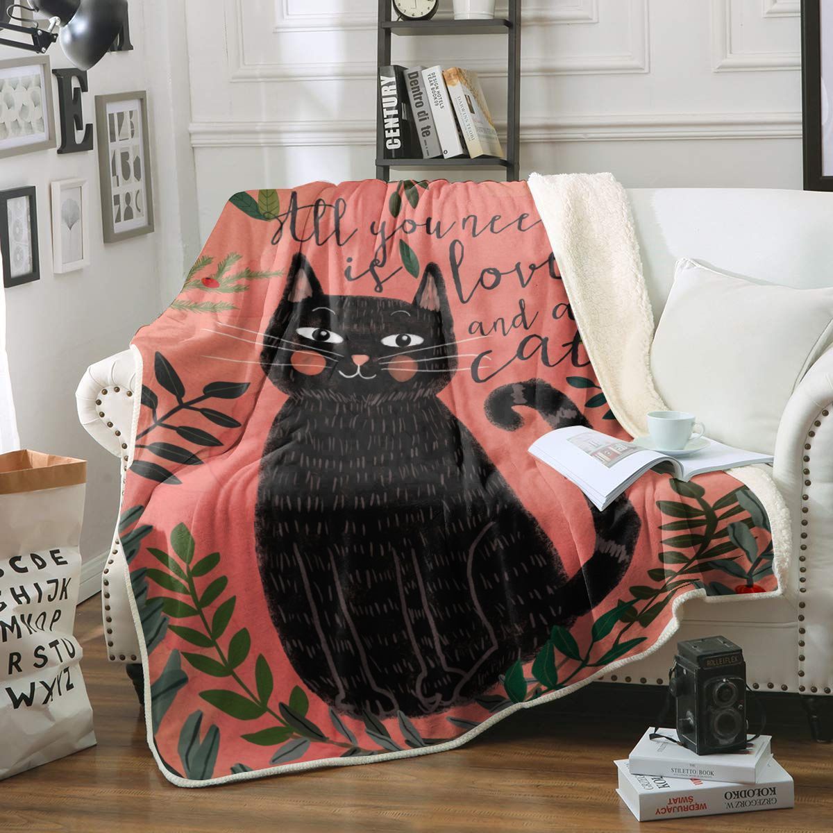 Cat Sherpa Fleece Blanket