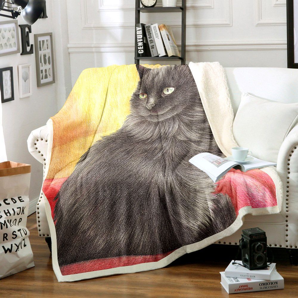 Cat Sherpa Fleece Blanket