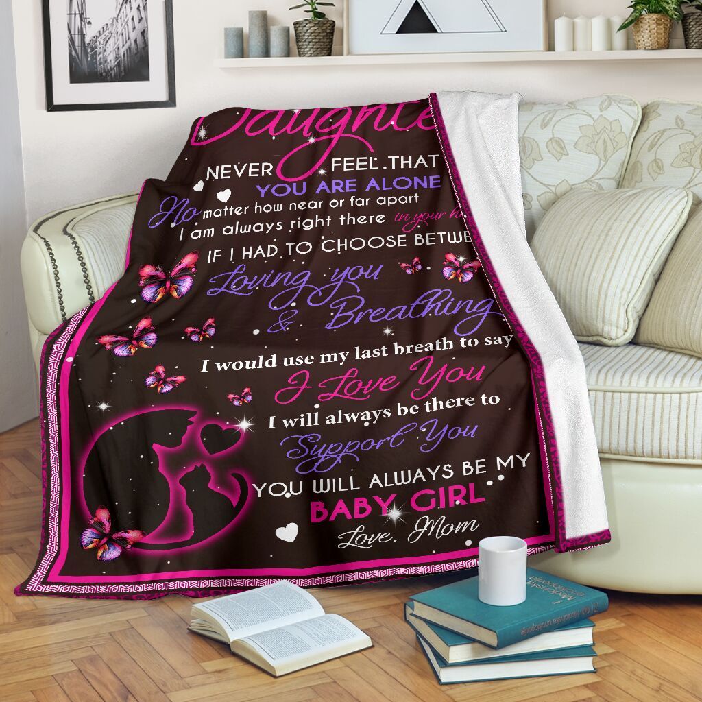 Cat To My Daughter Sherpa Fleece Blanket