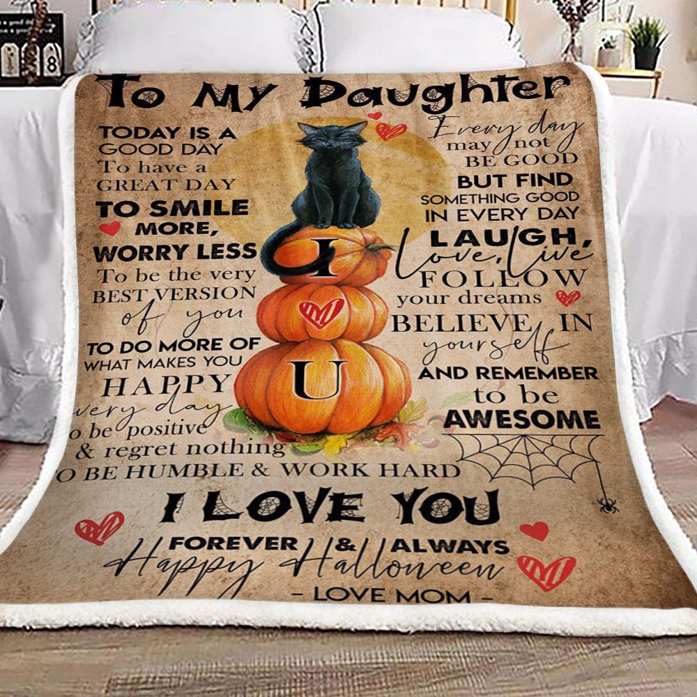 Cat To My Daughter From Mom Sherpa Fleece Blanket