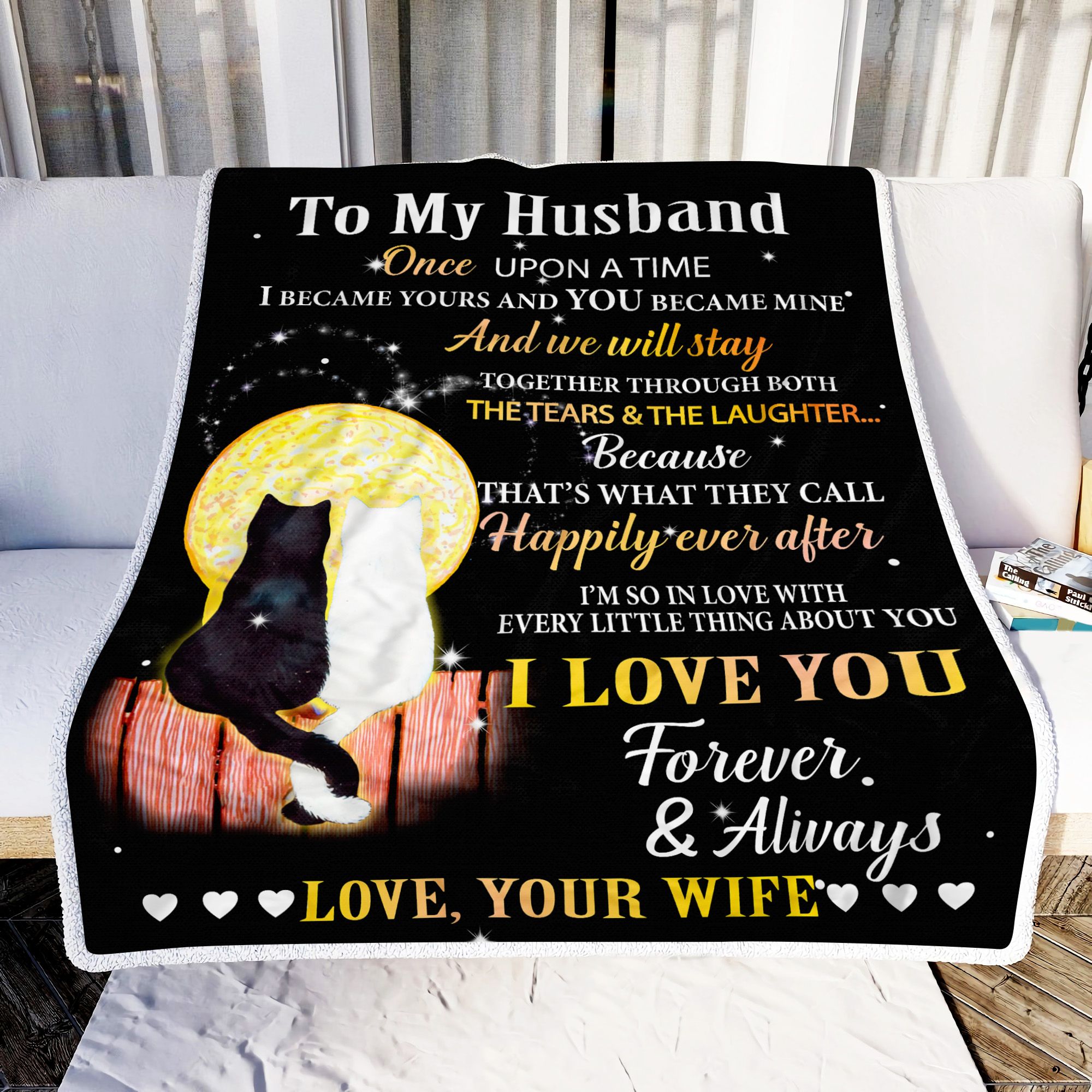 Cat To My Husband Once Upon A Time Fleece Blanket