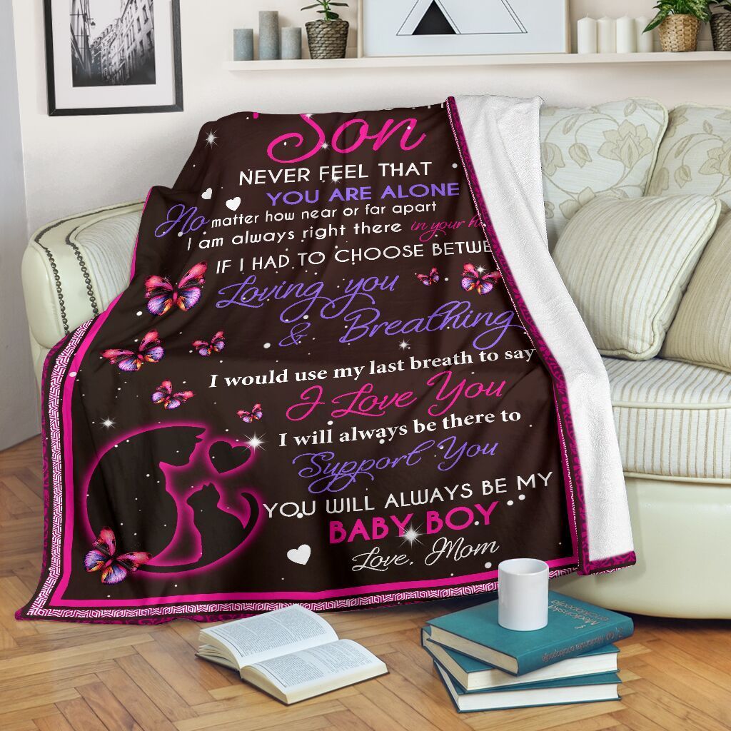 Cat To My Son Sherpa Fleece Blanket