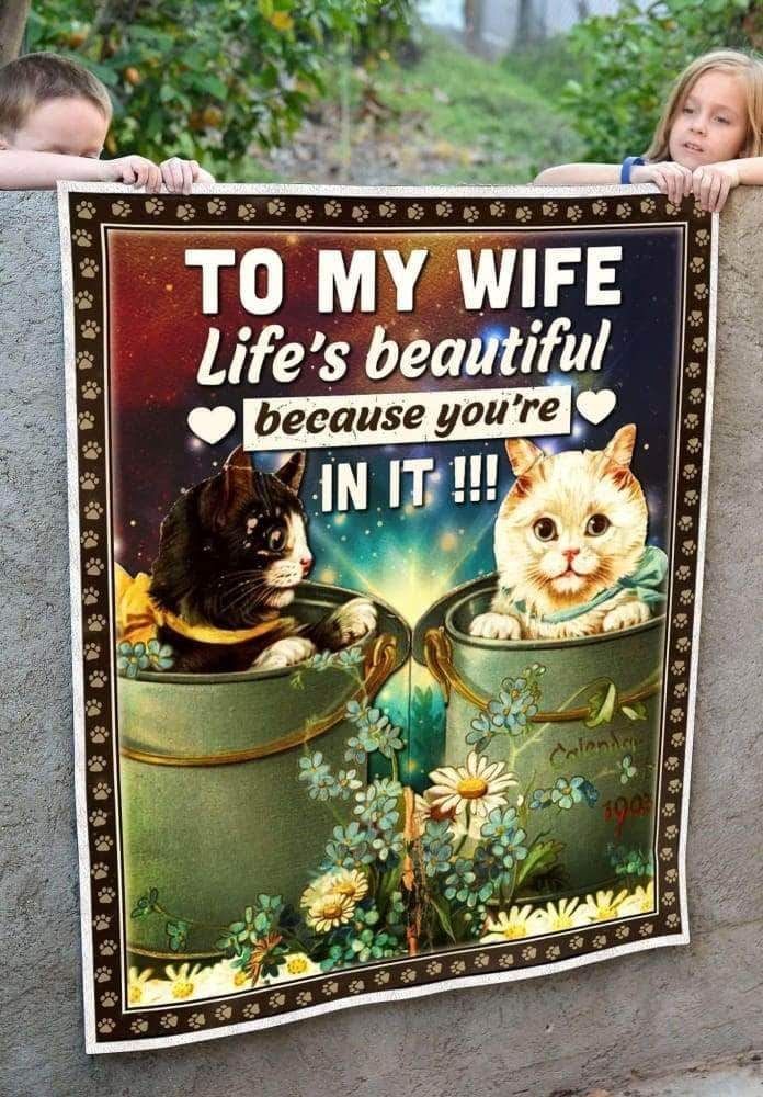 Cat To My Wife Sherpa Fleece Blanket