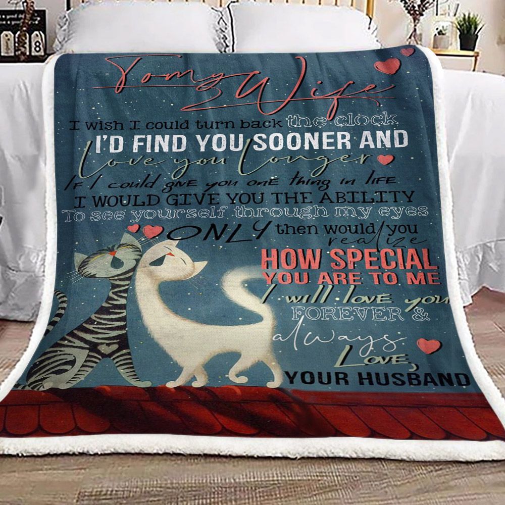 Cat To My Wife Sherpa Fleece Blanket
