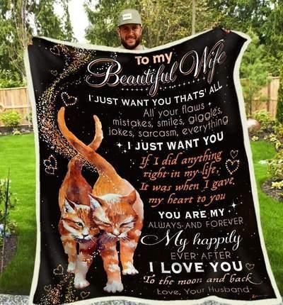Cat To My Wife Sherpa Fleece Blanket