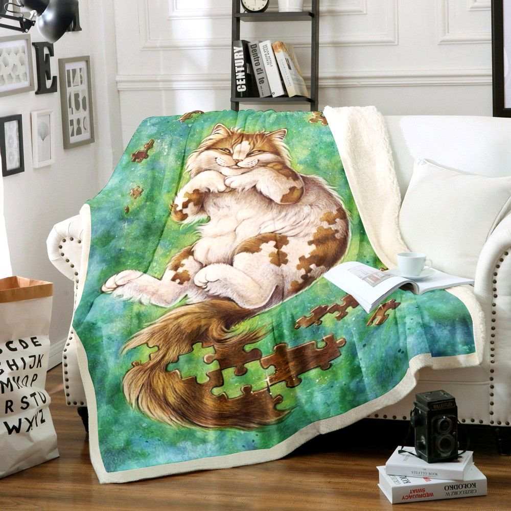 Cat Sherpa Fleece Blanket