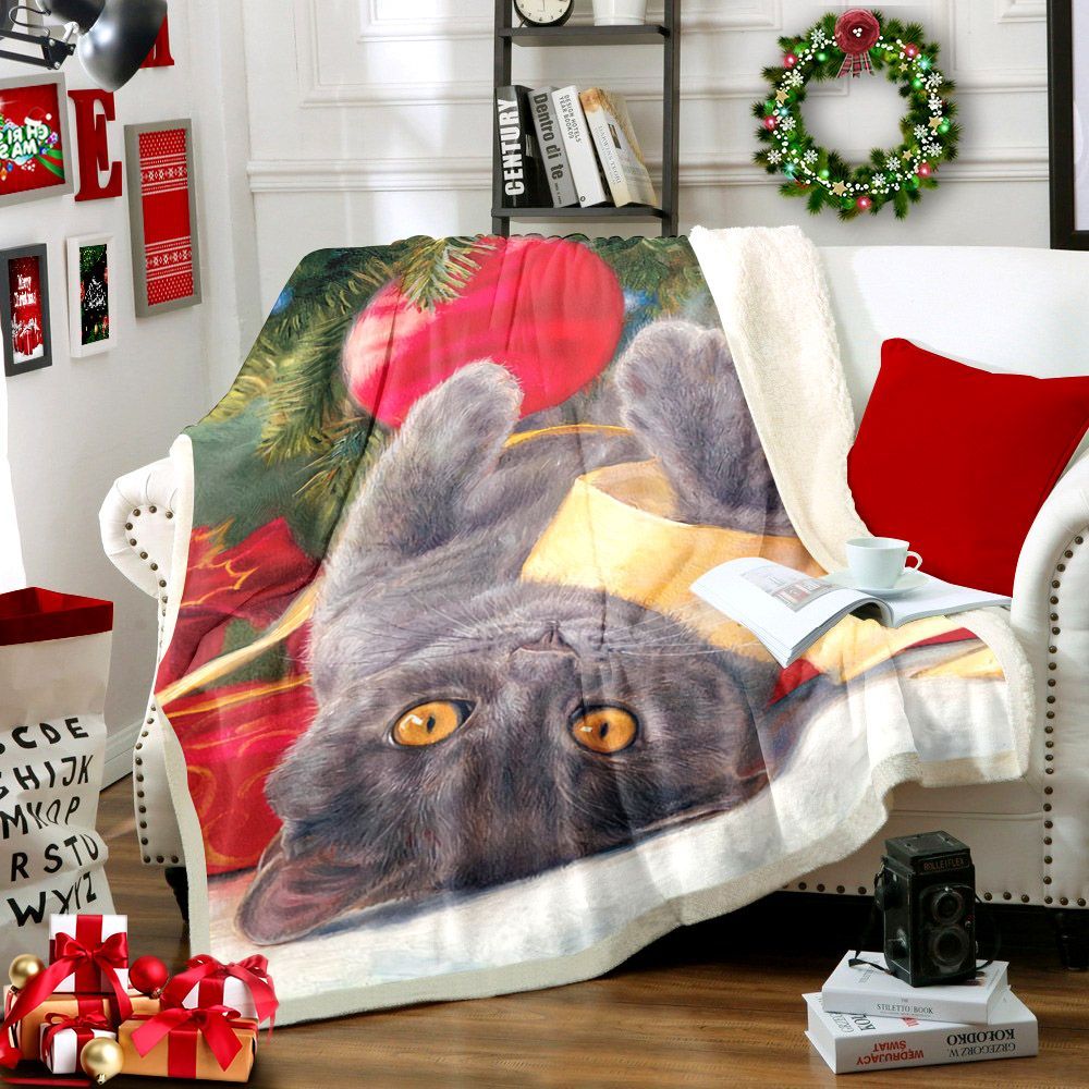 Cat Sherpa Fleece Blanket