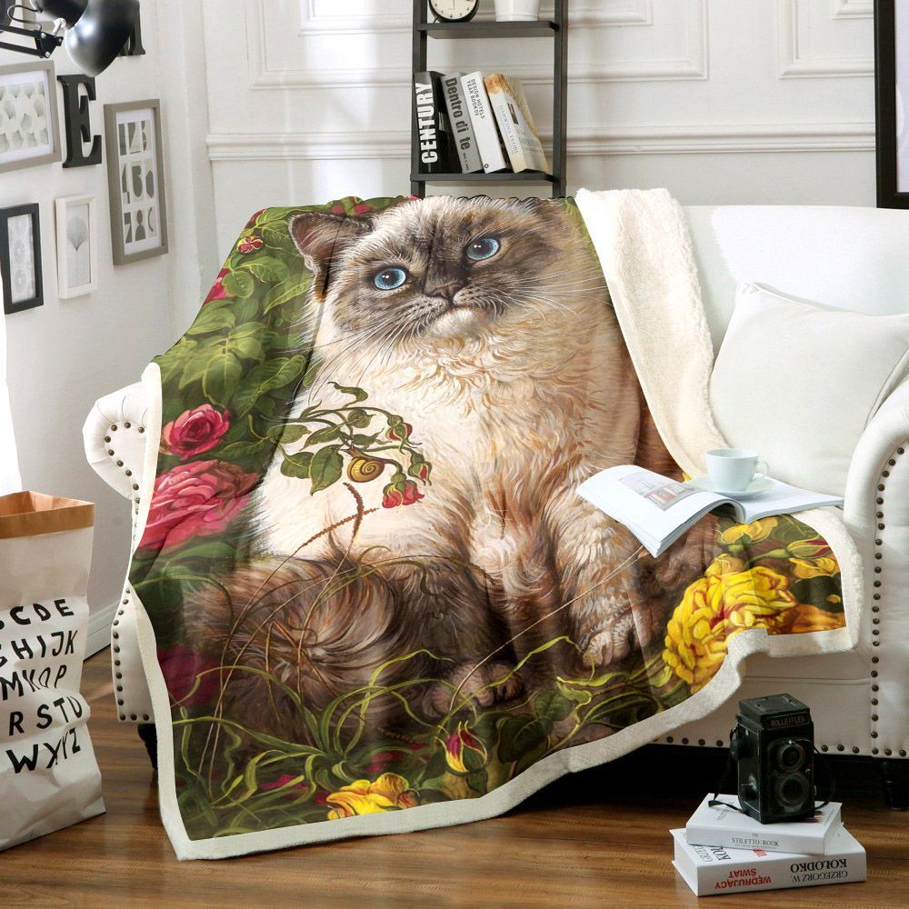 Cat Sherpa Fleece Blanket