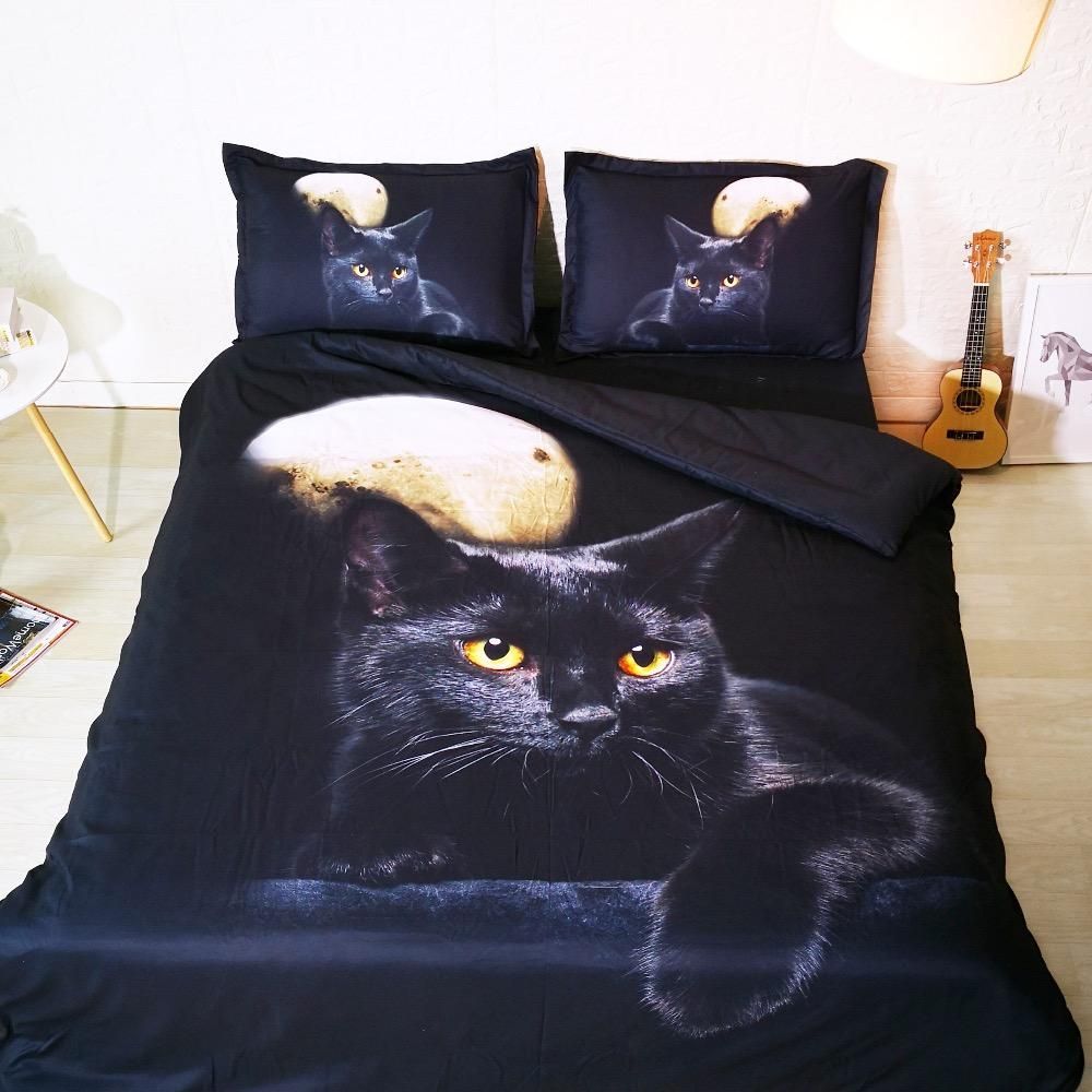 Cat Under Full Moon 3D Bedding Set