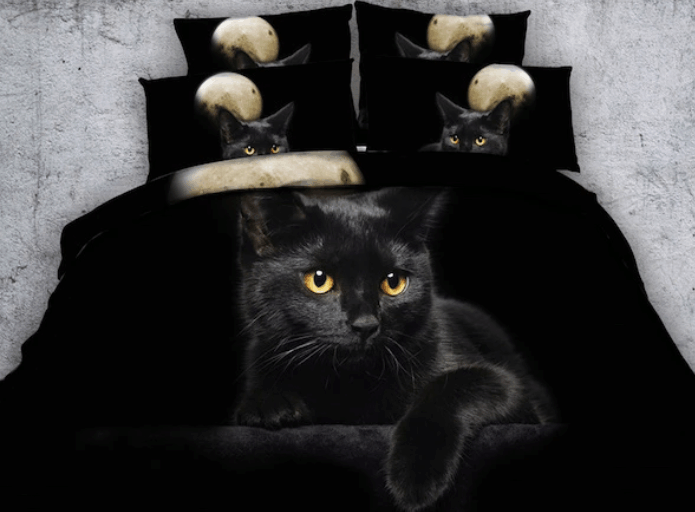 Cat Under Full Moon Bedding Set