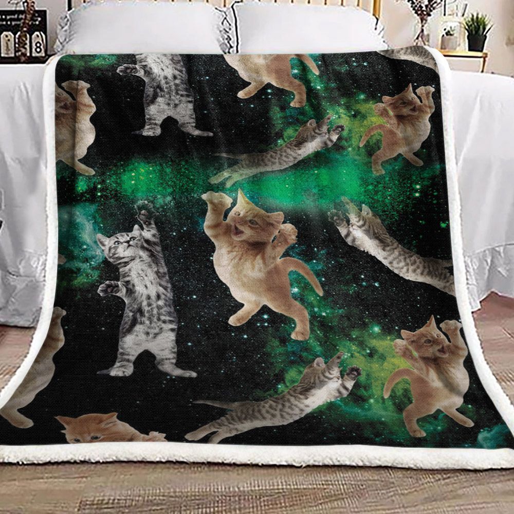 Cat Sherpa Fleece Blanket