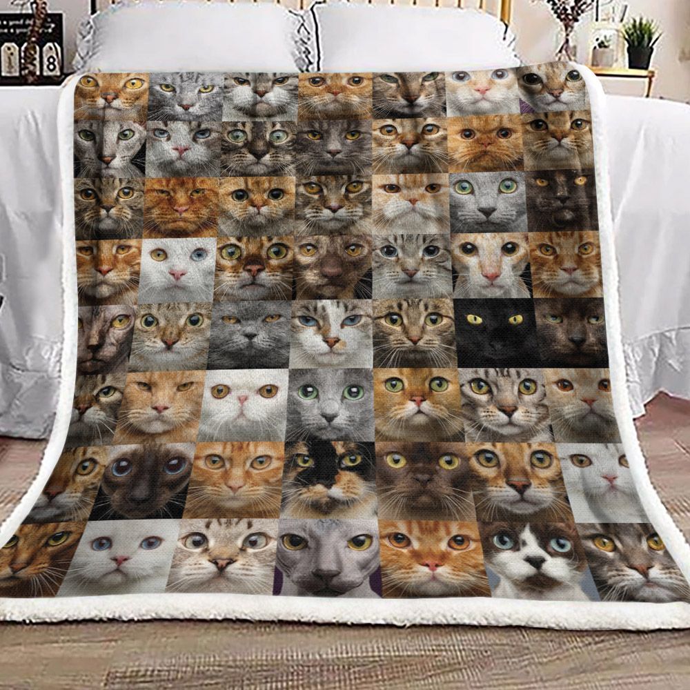 Cat Sherpa Fleece Blanket