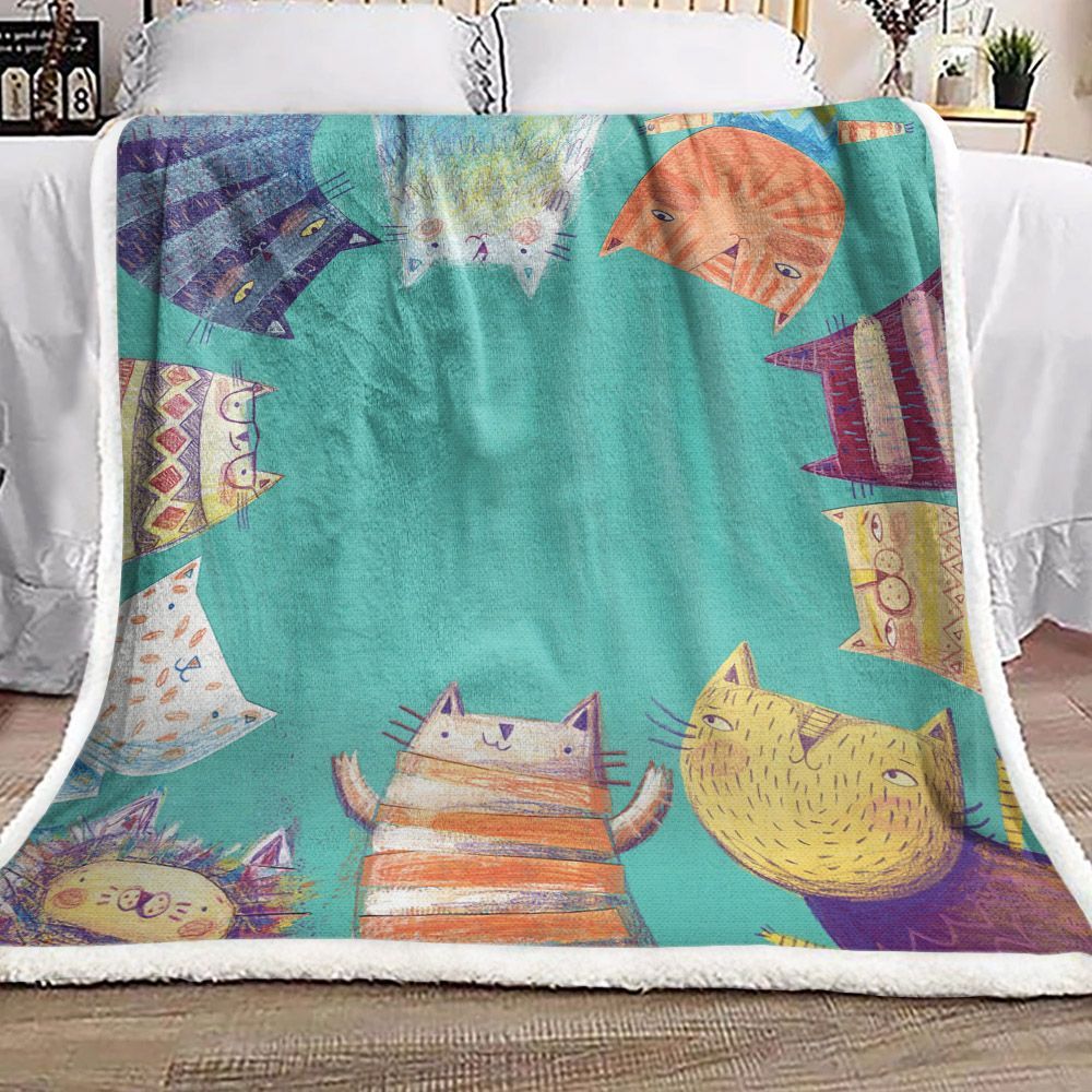 Cat Sherpa Fleece Blanket