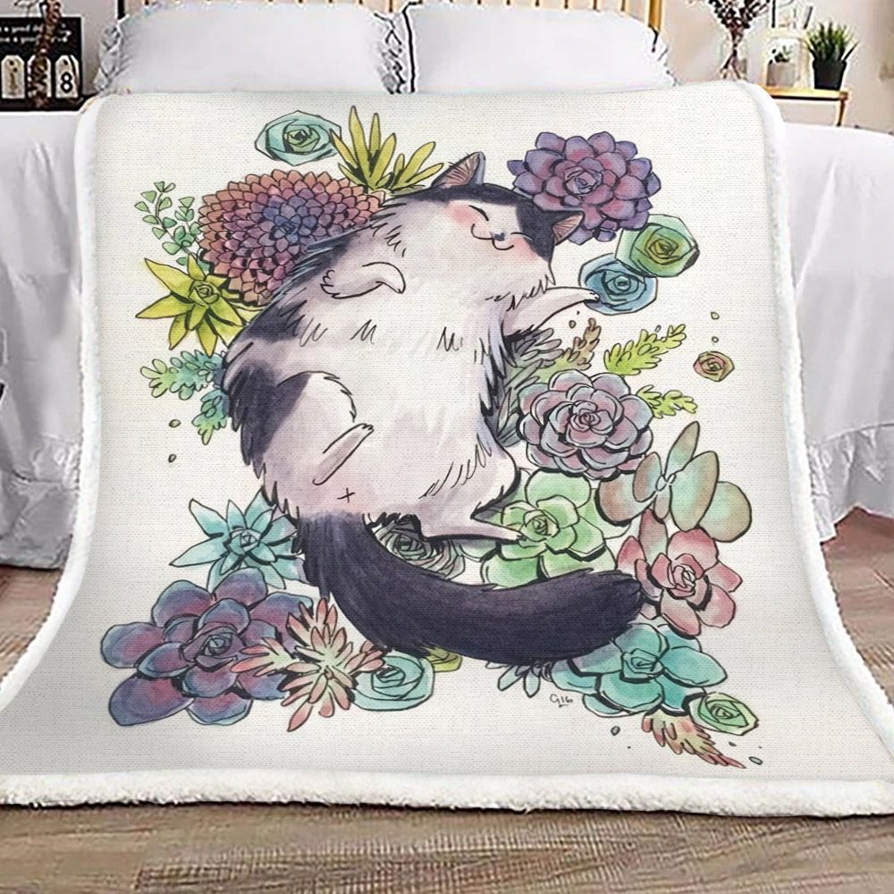 Cat Sherpa Fleece Blanket