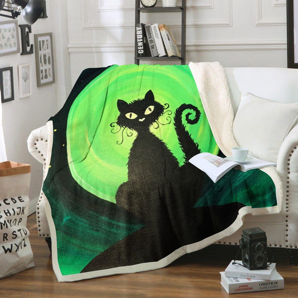 Cat Sherpa Fleece Blanket