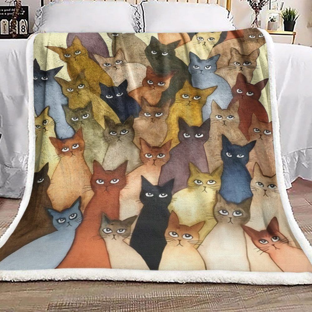 Cat Sherpa Fleece Blanket