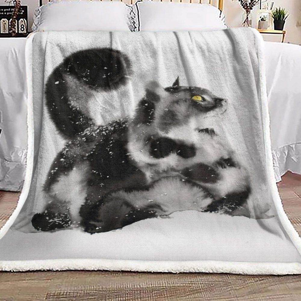 Cat Sherpa Fleece Blanket